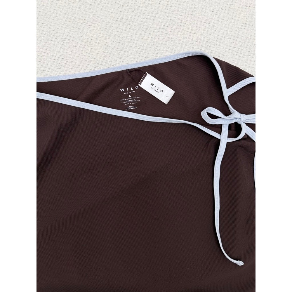 WILO The Label 3PC Contrast Bikini Set with Skirt Chocolate Brown Blue Large‎ - Picture 10 of 11